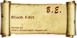 Bloch Edit névjegykártya